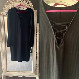 Black body con ribbed dress